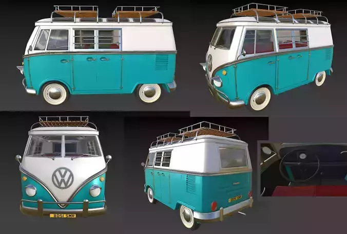 VW Camping Bus Cartoon 3D model