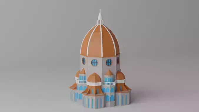 Low Poly Florence Cathedral Santa Maria del Fiore Low-poly 3D model
