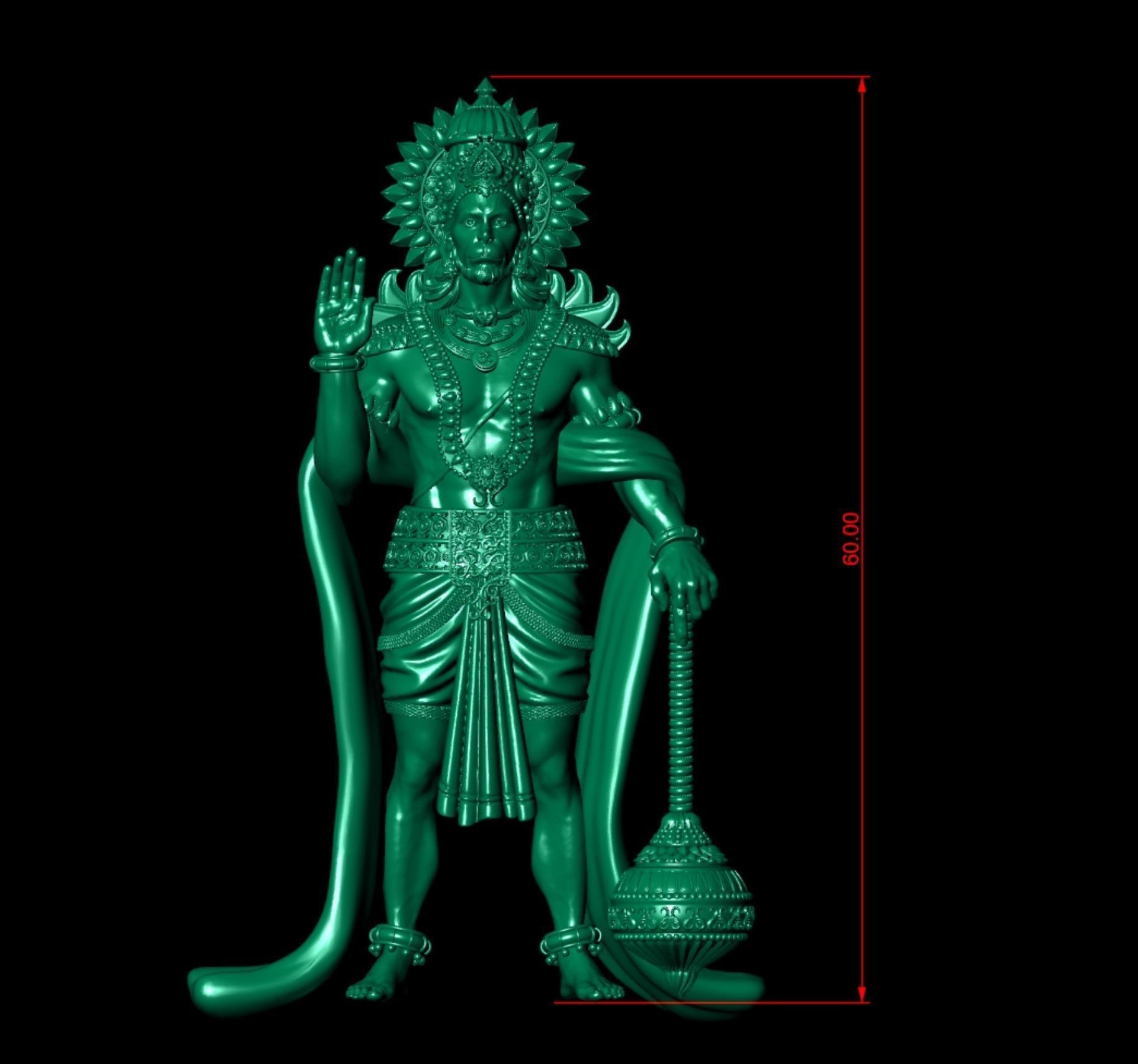 Hanuman Ji Idol 3D print model_4