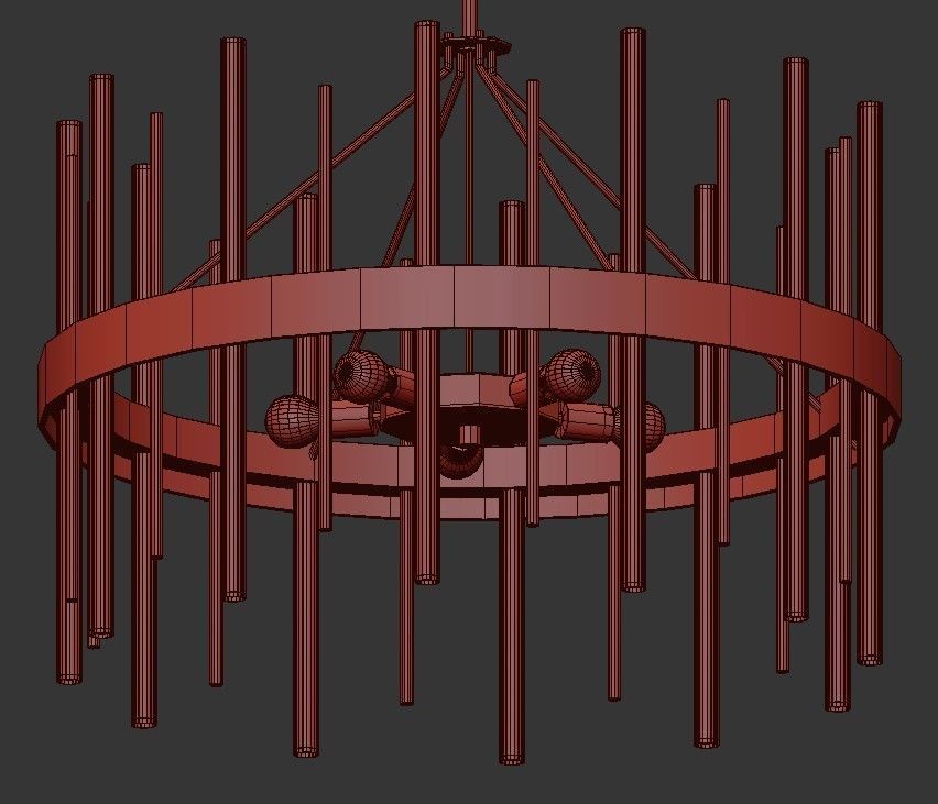 Orrizo 6 modern chandelier with gold rods 3D model_1