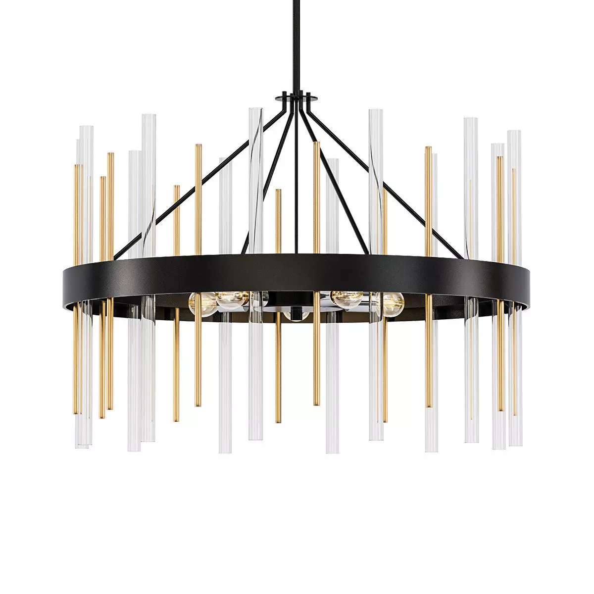 Orrizo 6 modern chandelier with gold rods 3D model_0