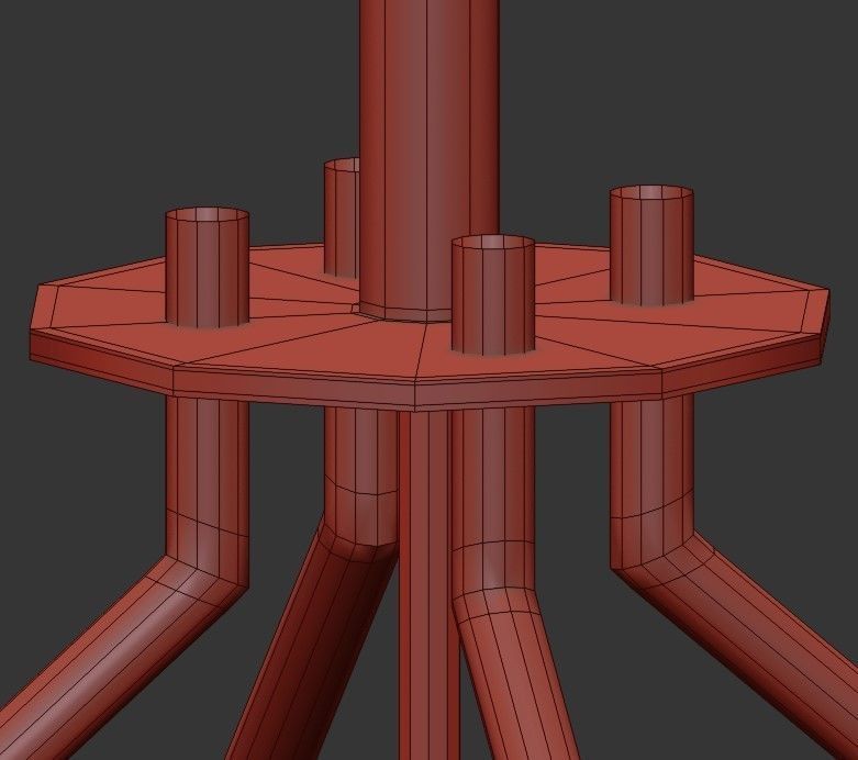 Orrizo 6 modern chandelier with gold rods 3D model_2