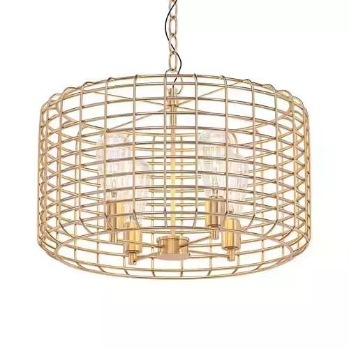 Lynden 4 gold caged pendant light with glass shades