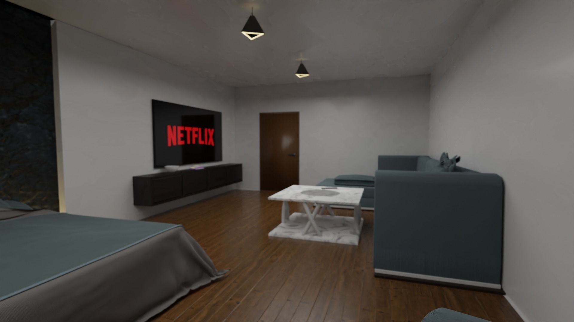 Blender cycles room Low-poly 3D model_6