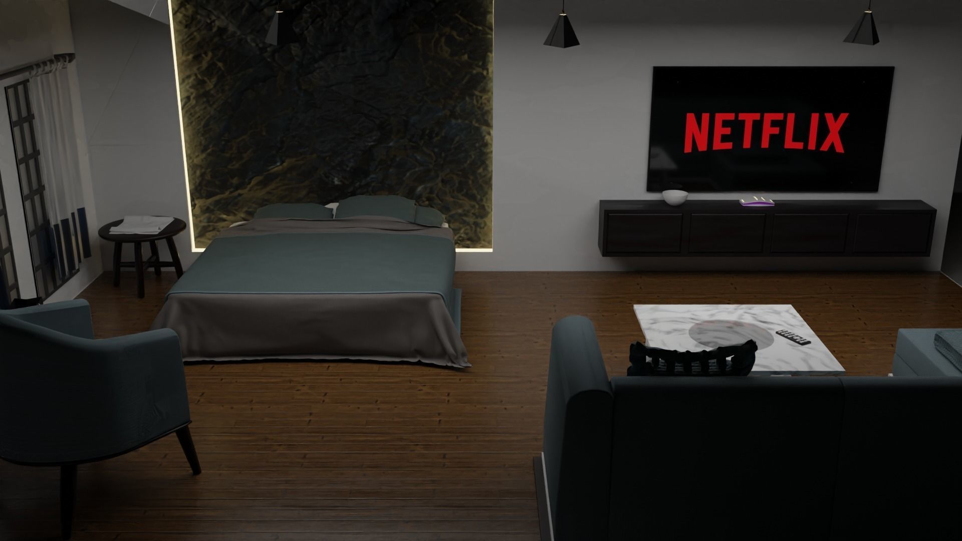 Blender cycles room Low-poly 3D model_2