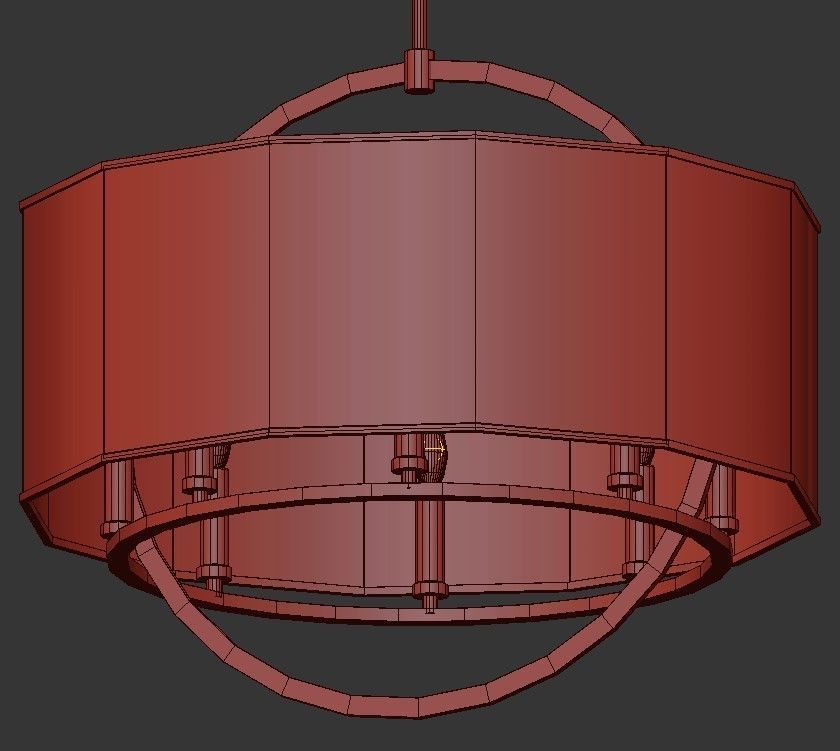 Harlan 8 round pendant light with shade 3D model_2