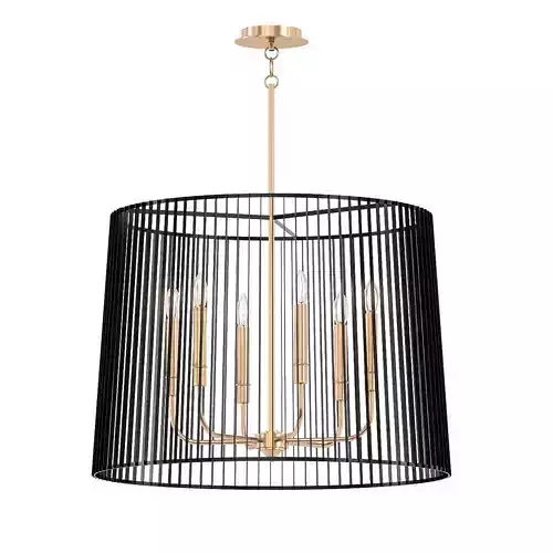 Linara 6 chandelier with shade and gold rods