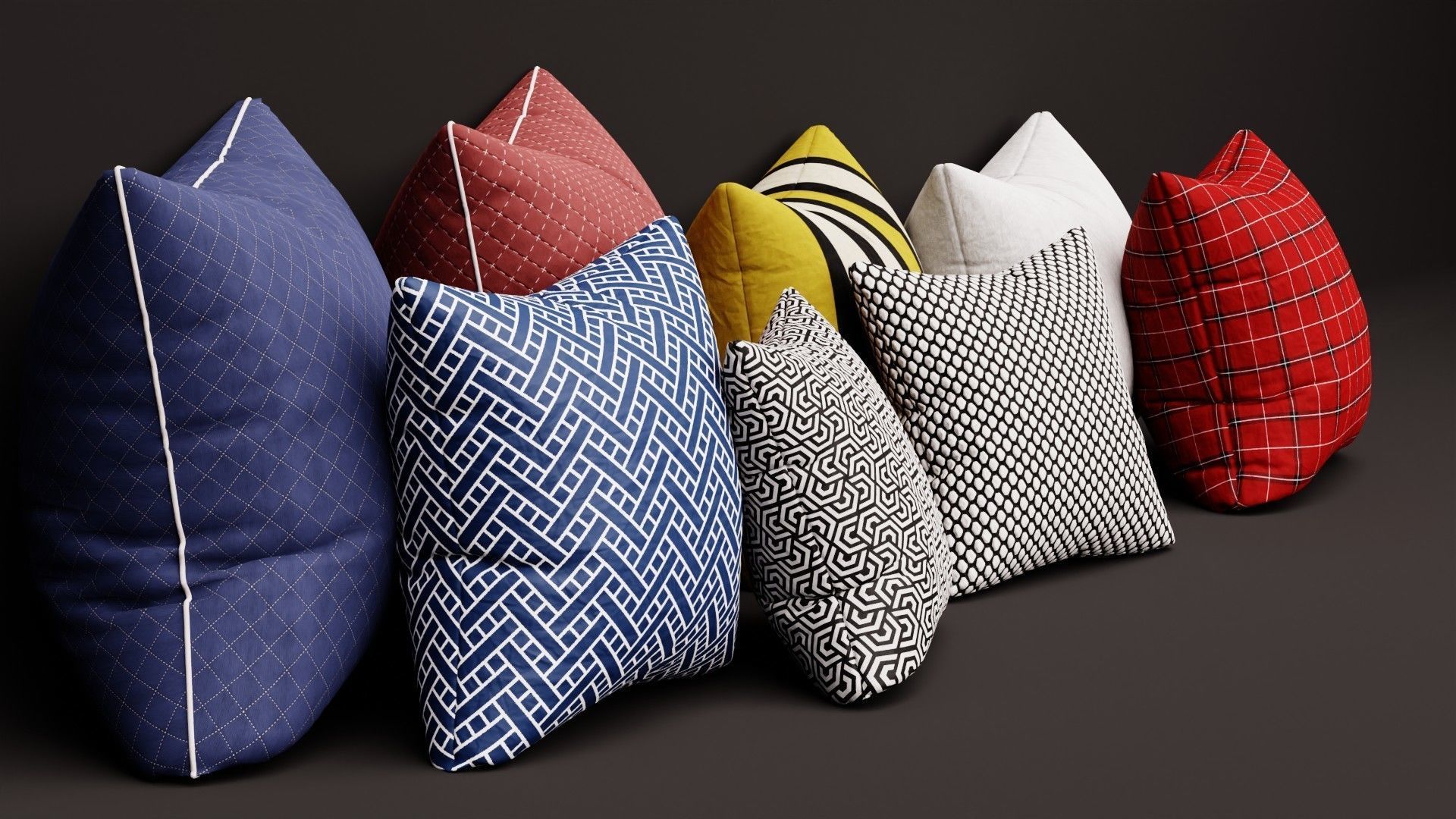 Pillow Collection two squares 3D model_7