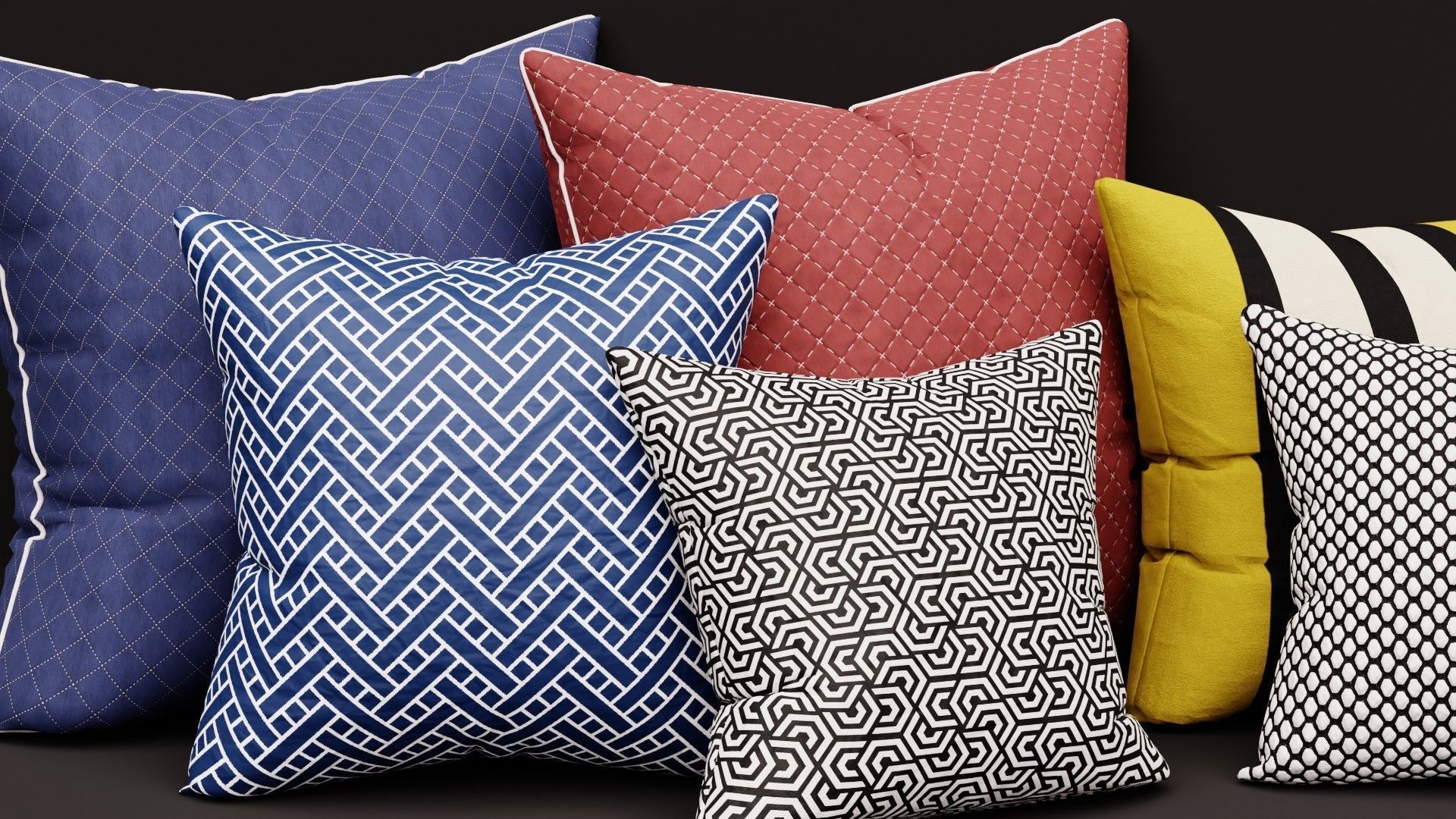 Pillow Collection two squares 3D model_3