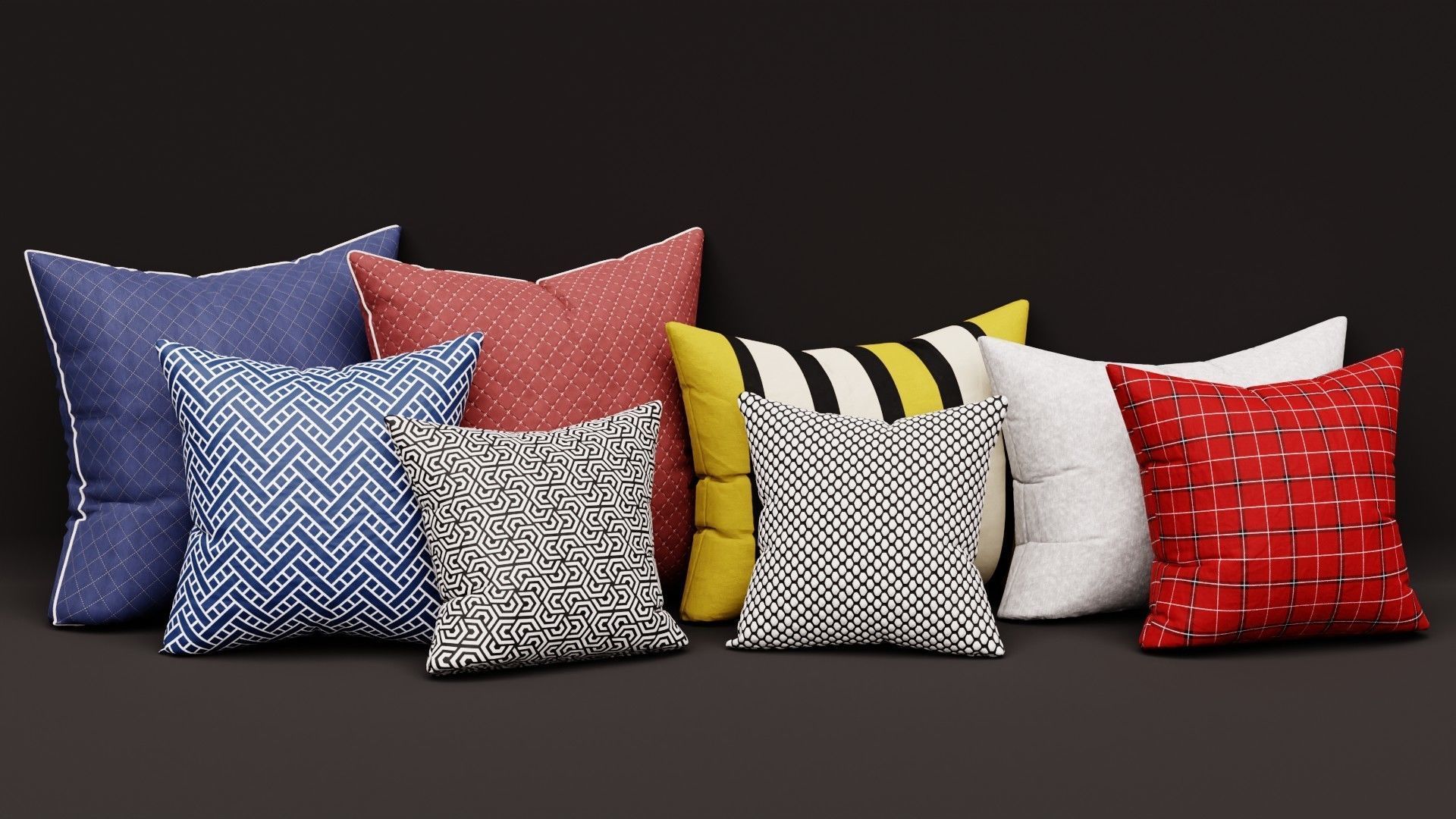 Pillow Collection two squares 3D model_2