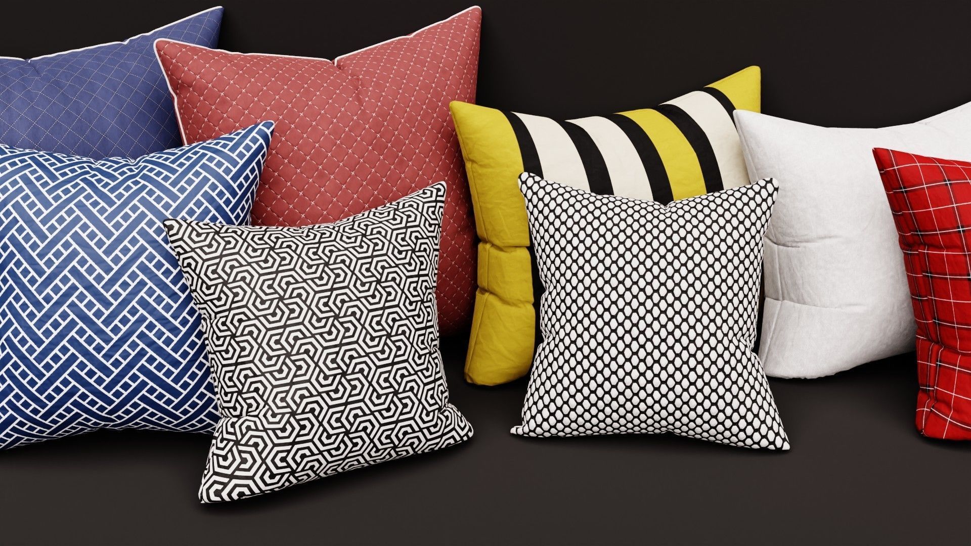Pillow Collection two squares 3D model_6