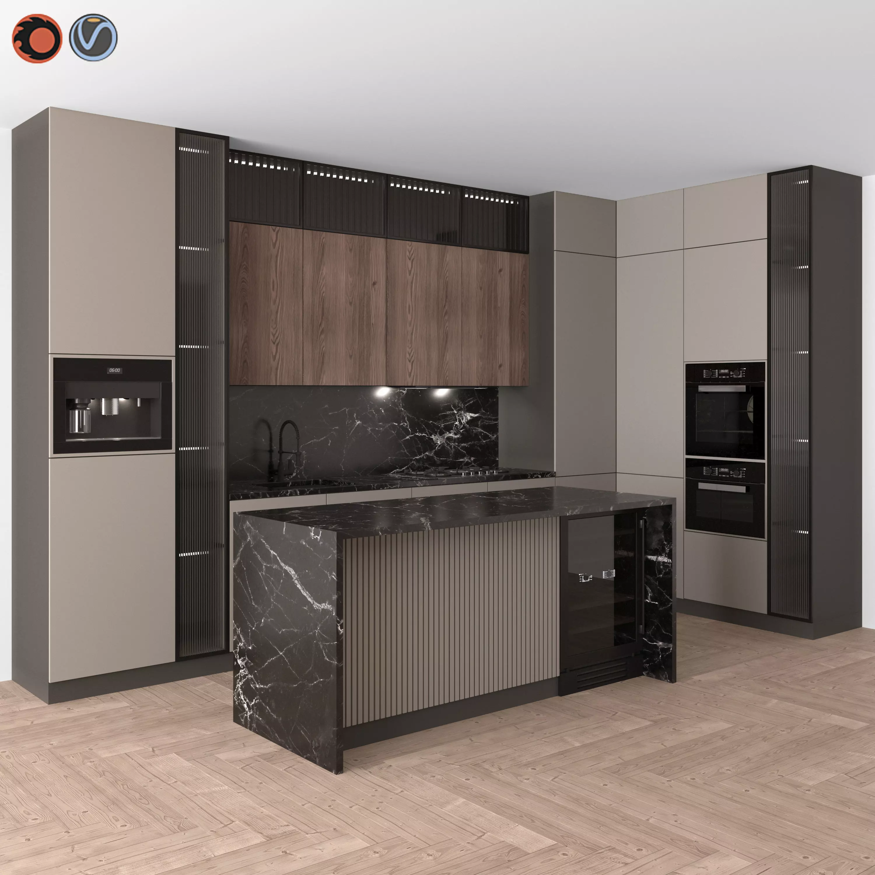 Kitchen Modern 16 - Corner Kitchen 3D model_0