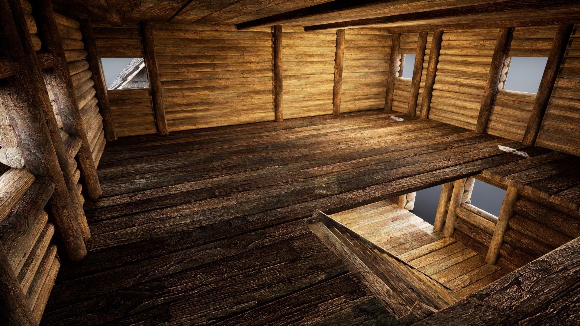 ENTERABLE MEDIEVAL SLAVIC HOUSE COTTAGE CABIN HUT VILLAGE PACK Low-poly 3D model_16