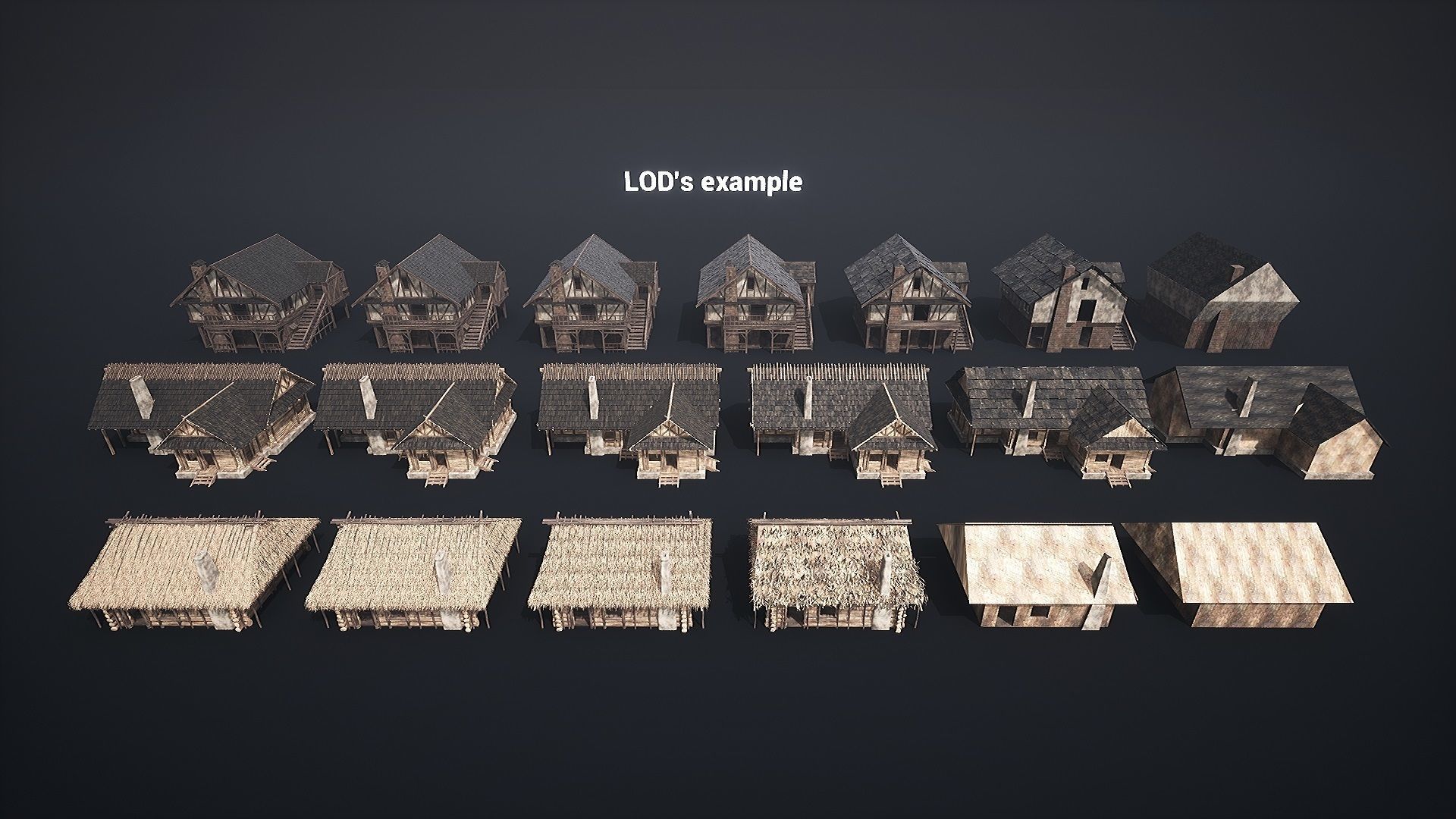 ENTERABLE MEDIEVAL SLAVIC HOUSE COTTAGE CABIN HUT VILLAGE PACK Low-poly 3D model_12