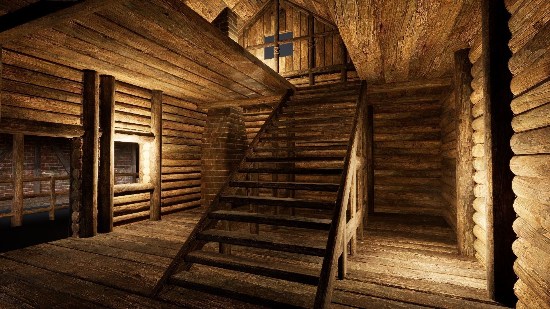 ENTERABLE MEDIEVAL SLAVIC HOUSE COTTAGE CABIN HUT VILLAGE PACK Low-poly 3D model_19