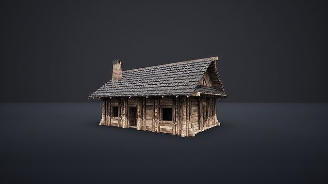 ENTERABLE MEDIEVAL SLAVIC HOUSE COTTAGE CABIN HUT VILLAGE PACK Low-poly 3D model 6
