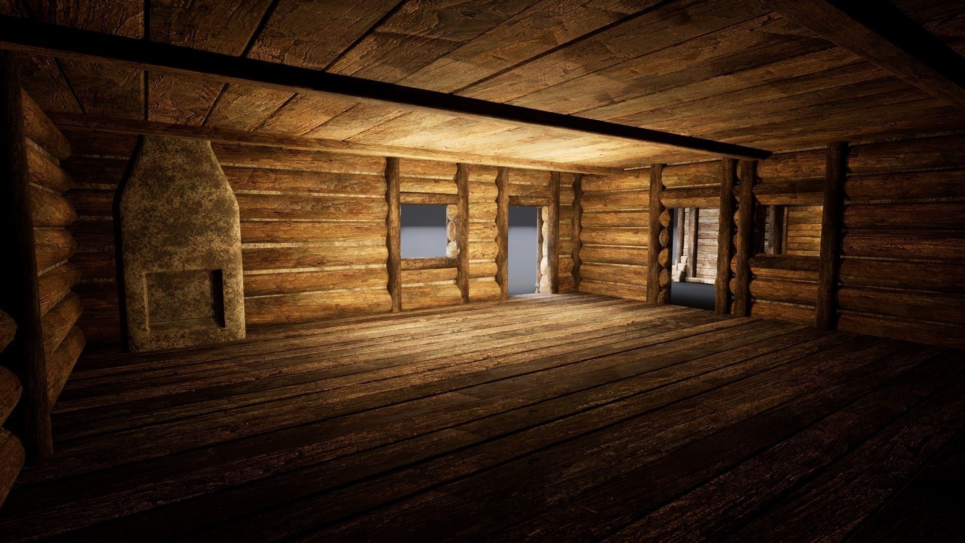 ENTERABLE MEDIEVAL SLAVIC HOUSE COTTAGE CABIN HUT VILLAGE PACK Low-poly 3D model_13