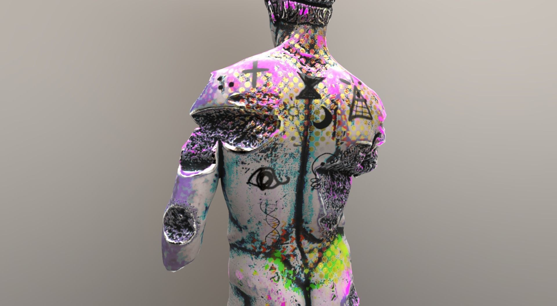 Vandalised Ancient Statue 3D model_11