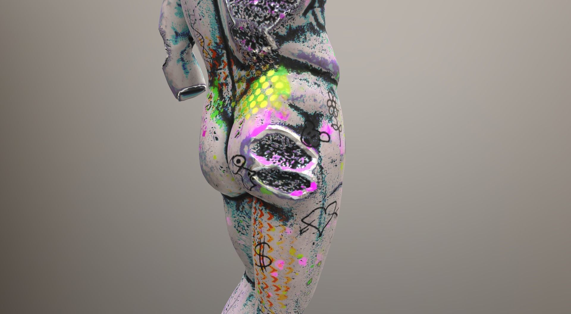Vandalised Ancient Statue 3D model_9