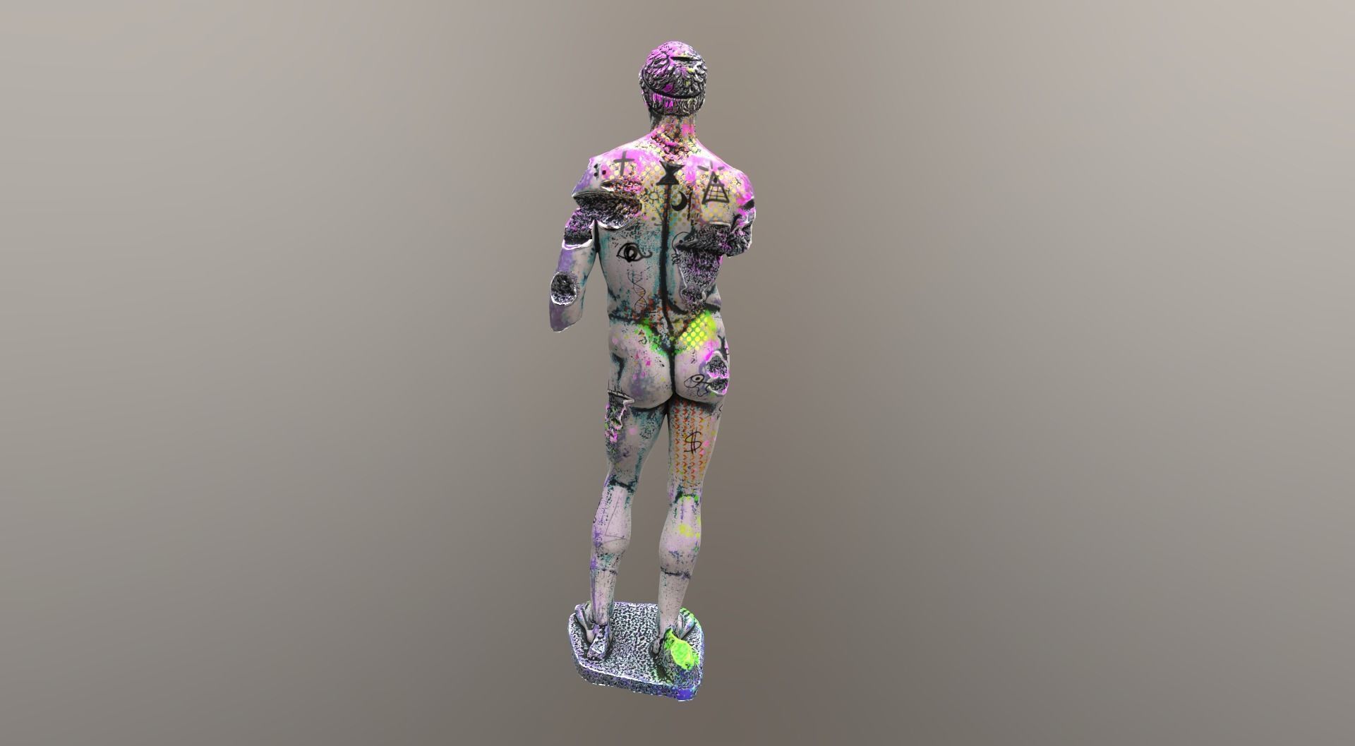 Vandalised Ancient Statue 3D model_8