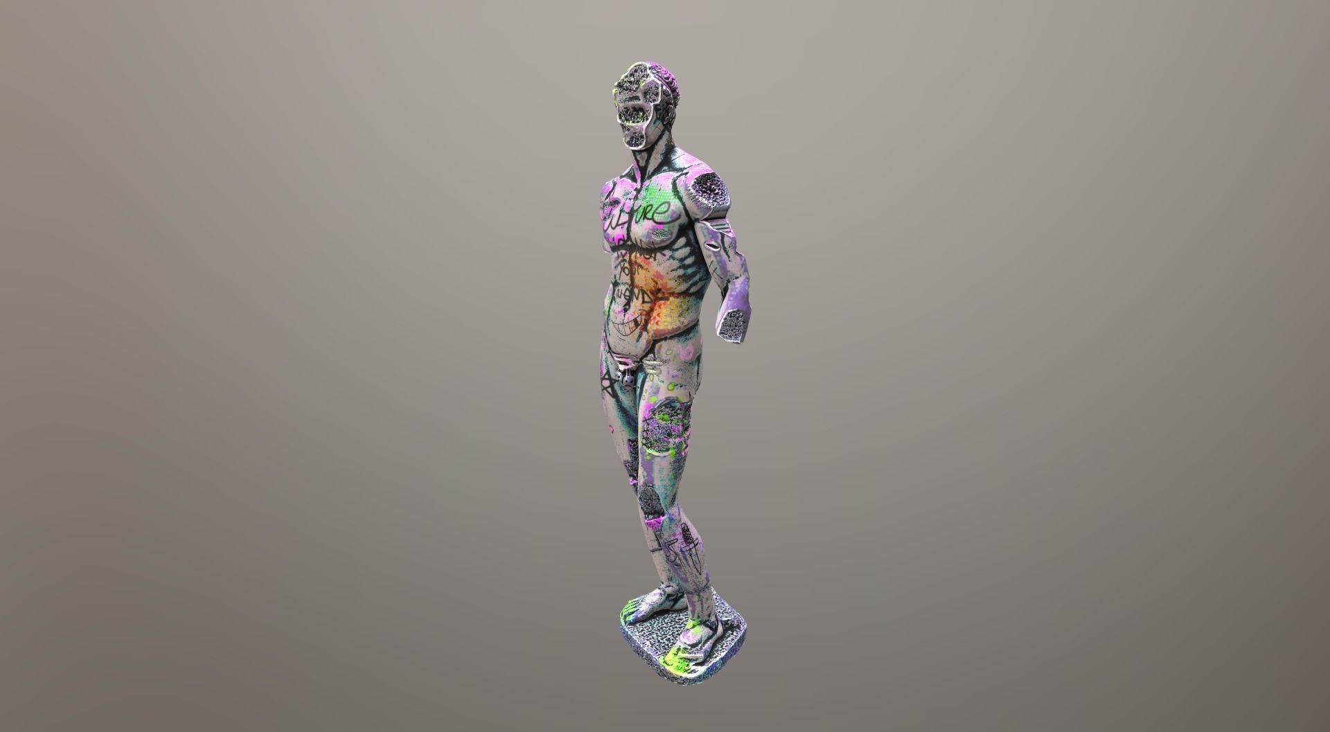 Vandalised Ancient Statue 3D model_3