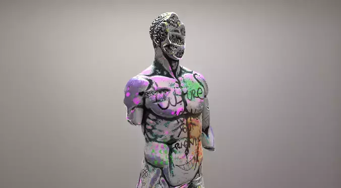 Vandalised Ancient Statue 3D model
