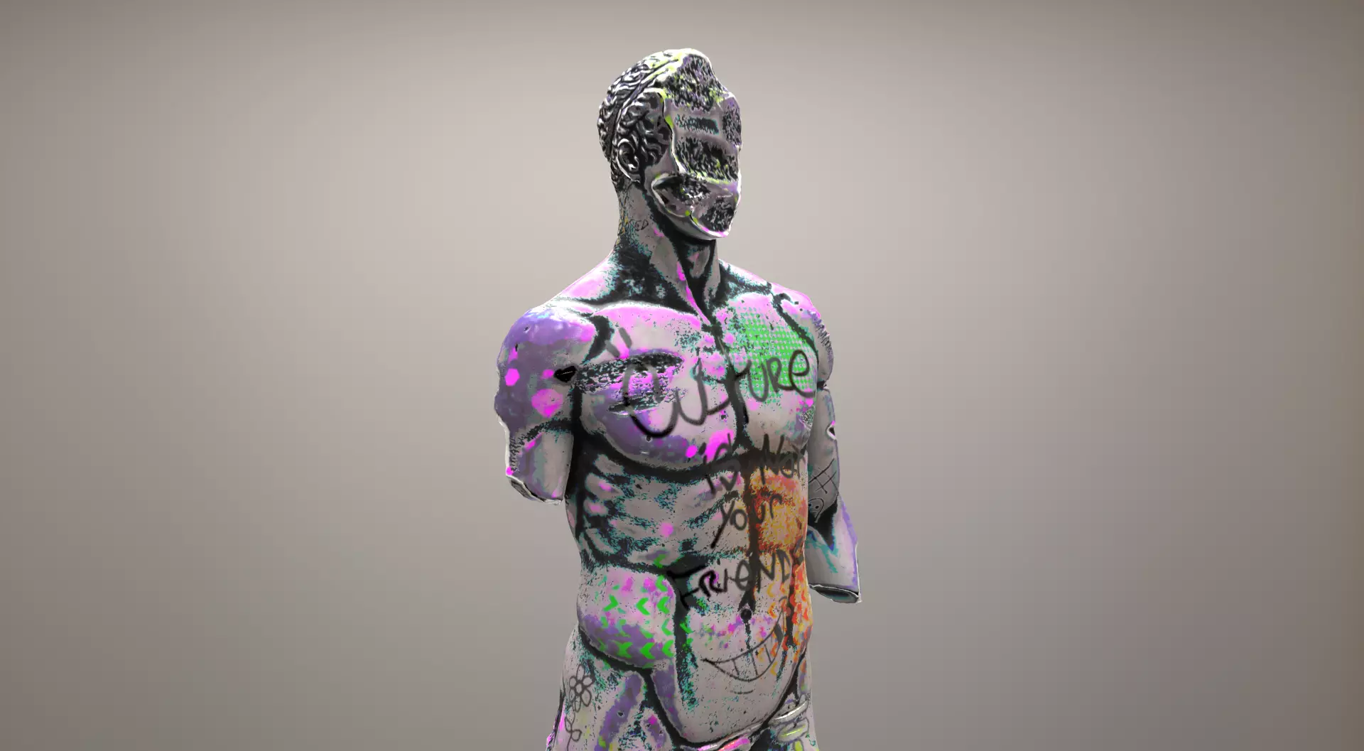 Vandalised Ancient Statue 3D model_0