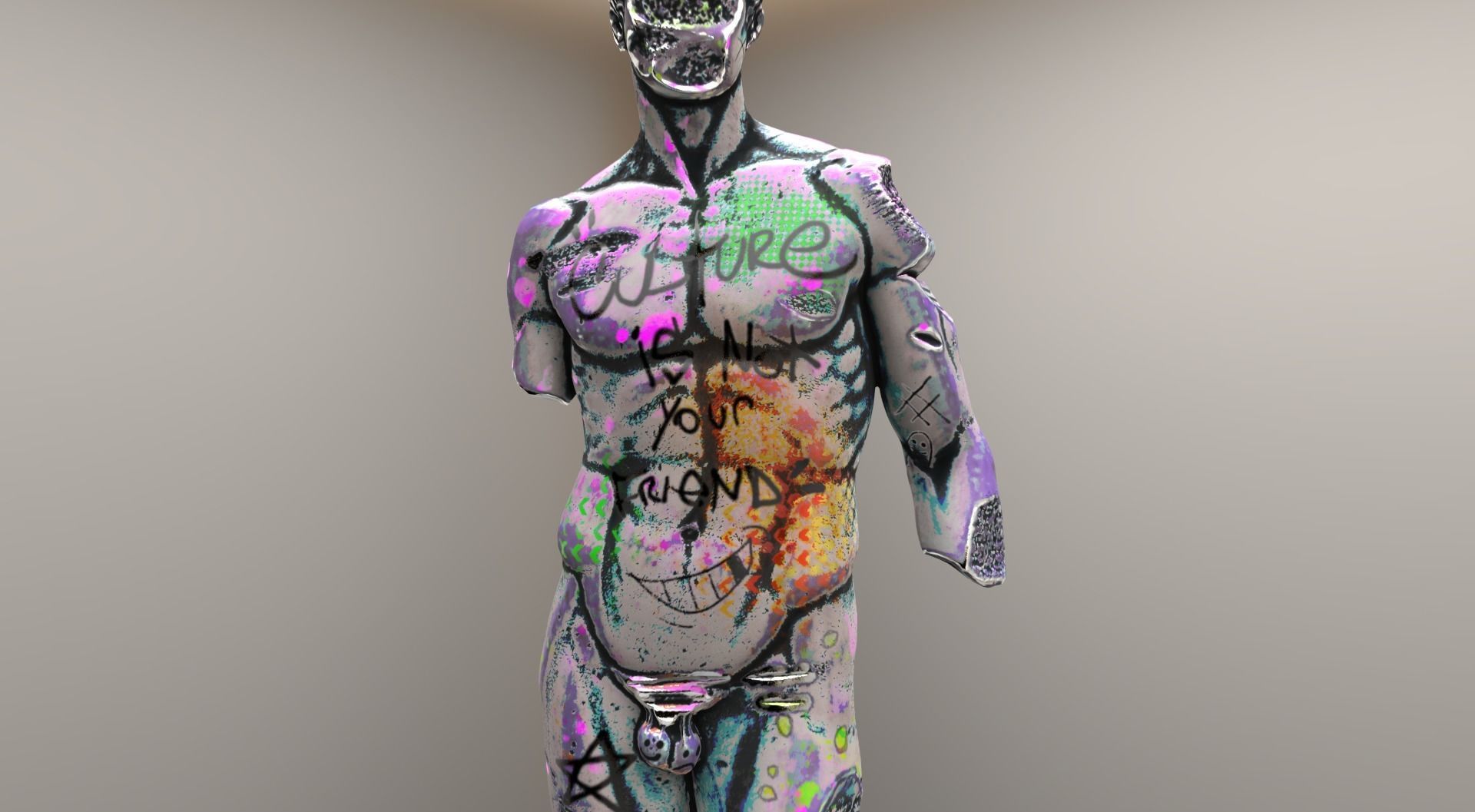 Vandalised Ancient Statue 3D model_2