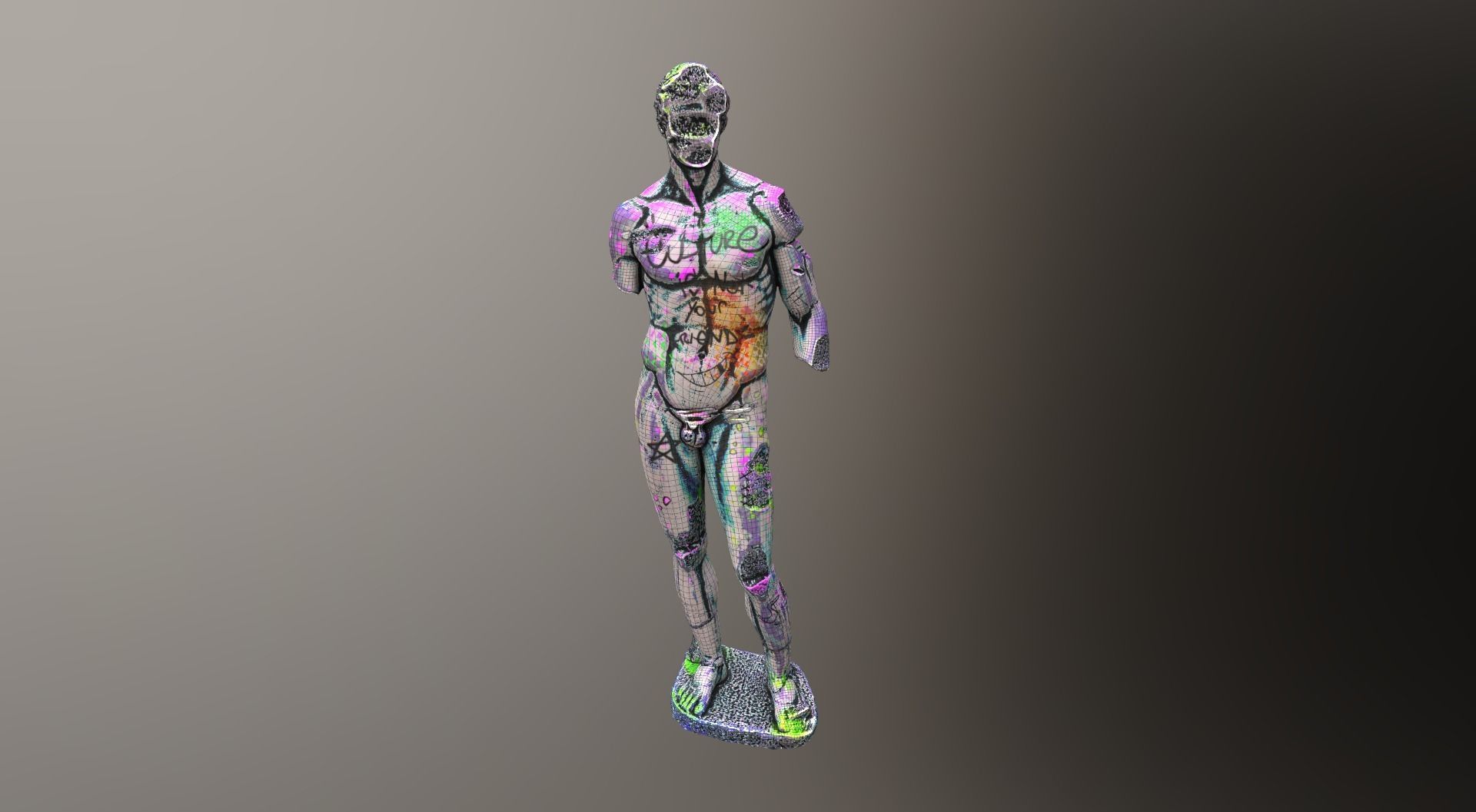 Vandalised Ancient Statue 3D model_4