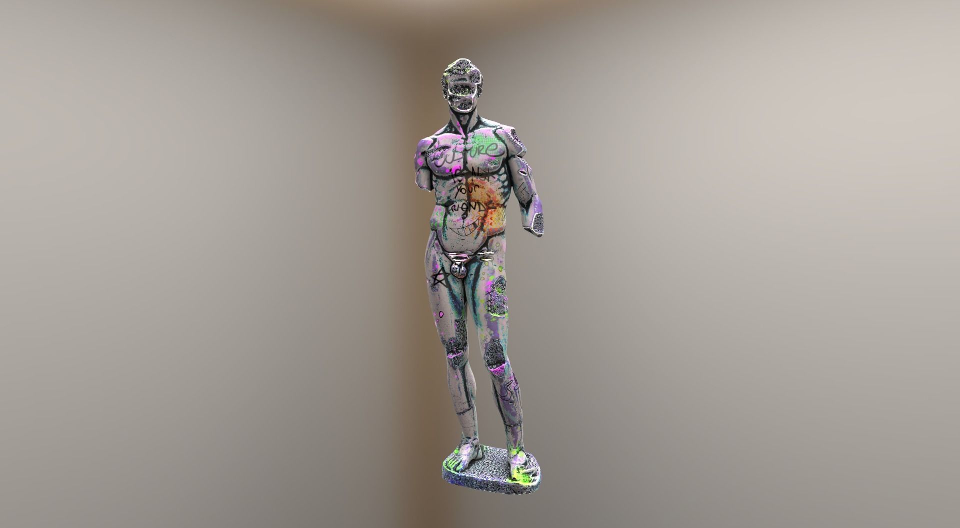 Vandalised Ancient Statue 3D model_5