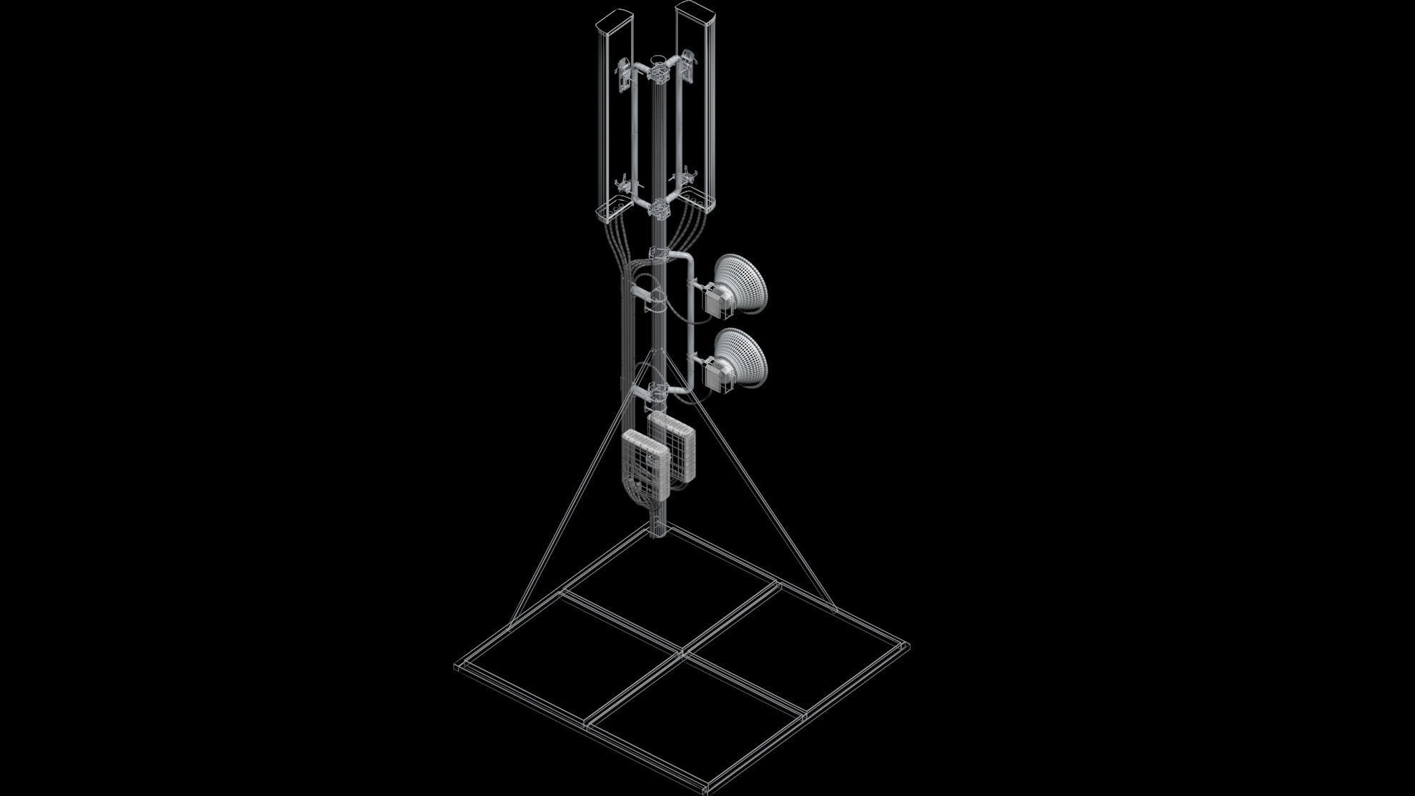 Rooftop Cell Phone Tower 1 3D model_9
