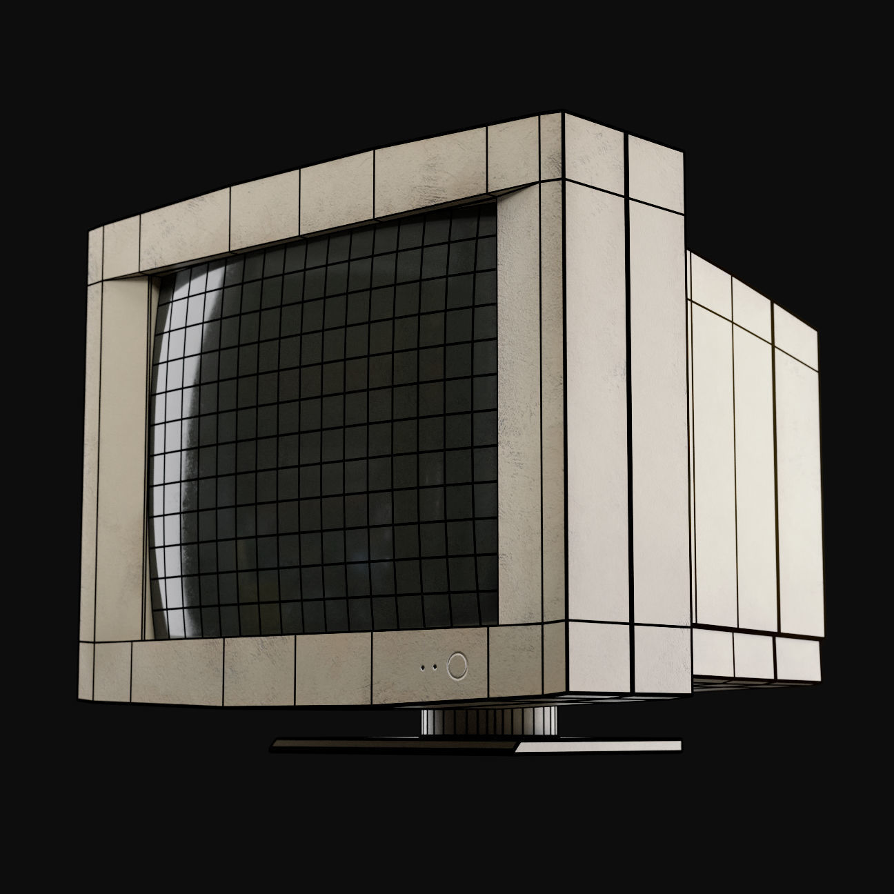 Vintage Monitor 80s Low-poly 3D model_3