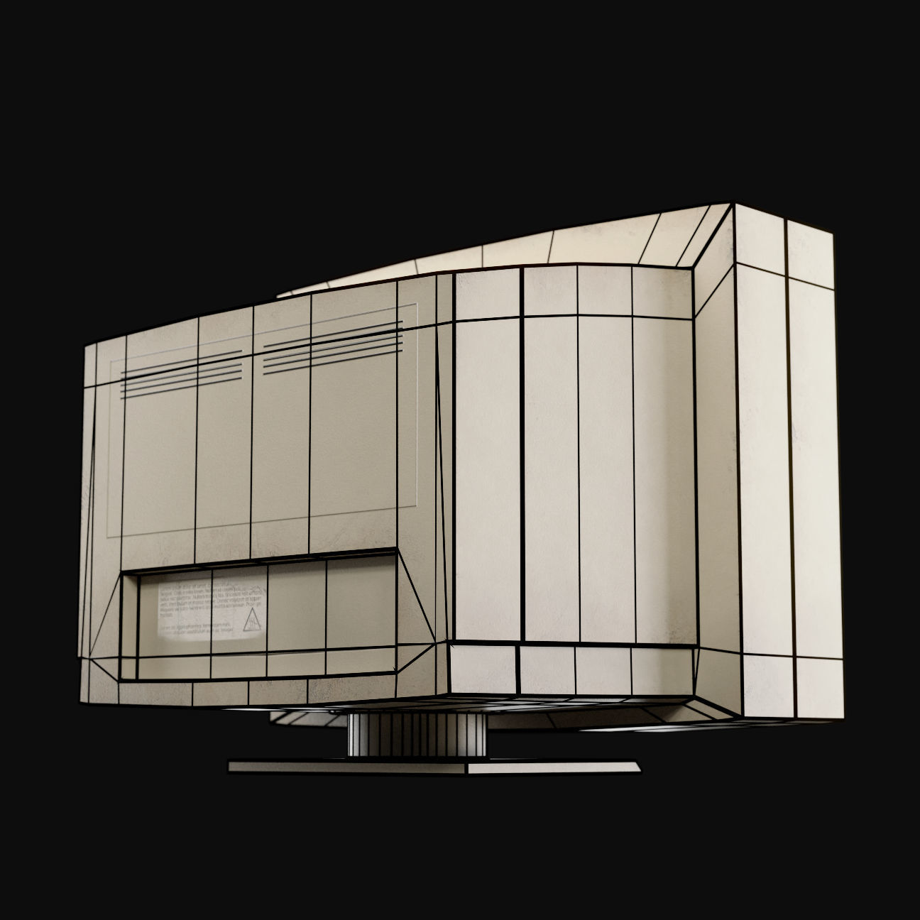 Vintage Monitor 80s Low-poly 3D model_5