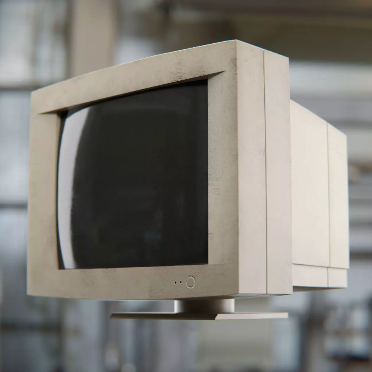Vintage Monitor 80s Low-poly 3D model_0