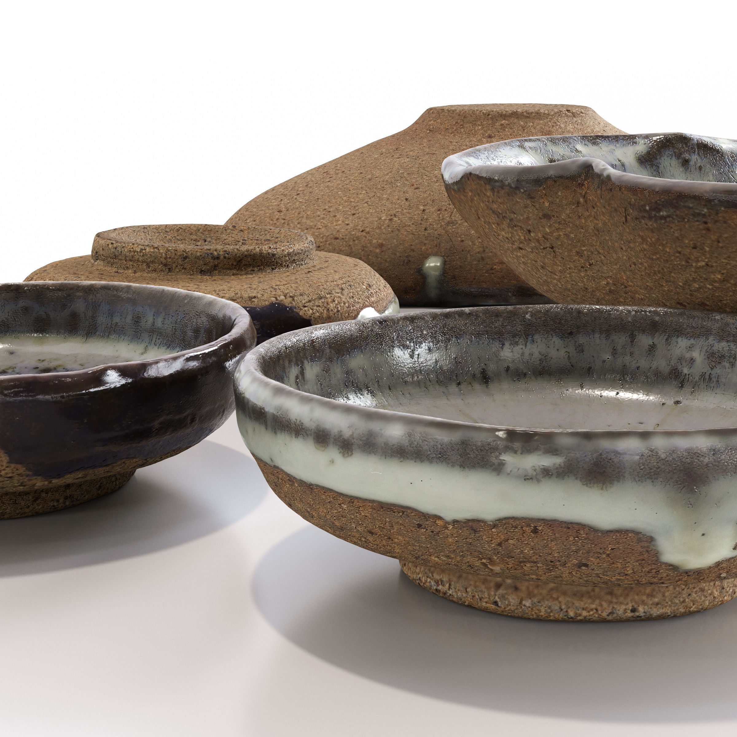 Japanese Tableware Set 5 Low-poly 3D model_5