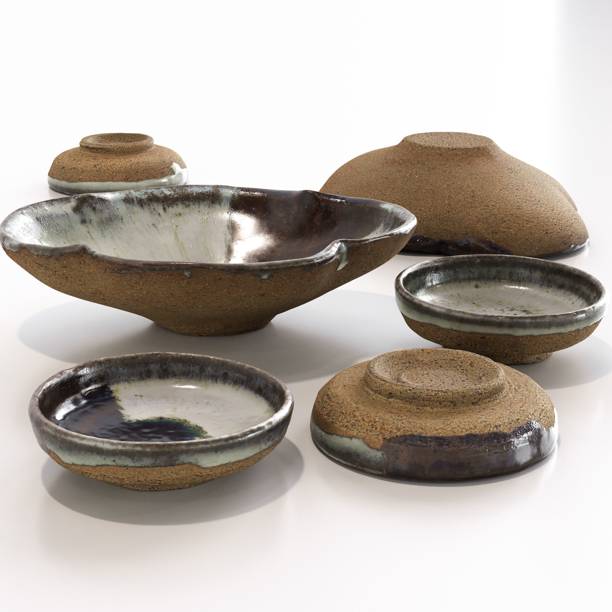 Japanese Tableware Set 5 Low-poly 3D model_2