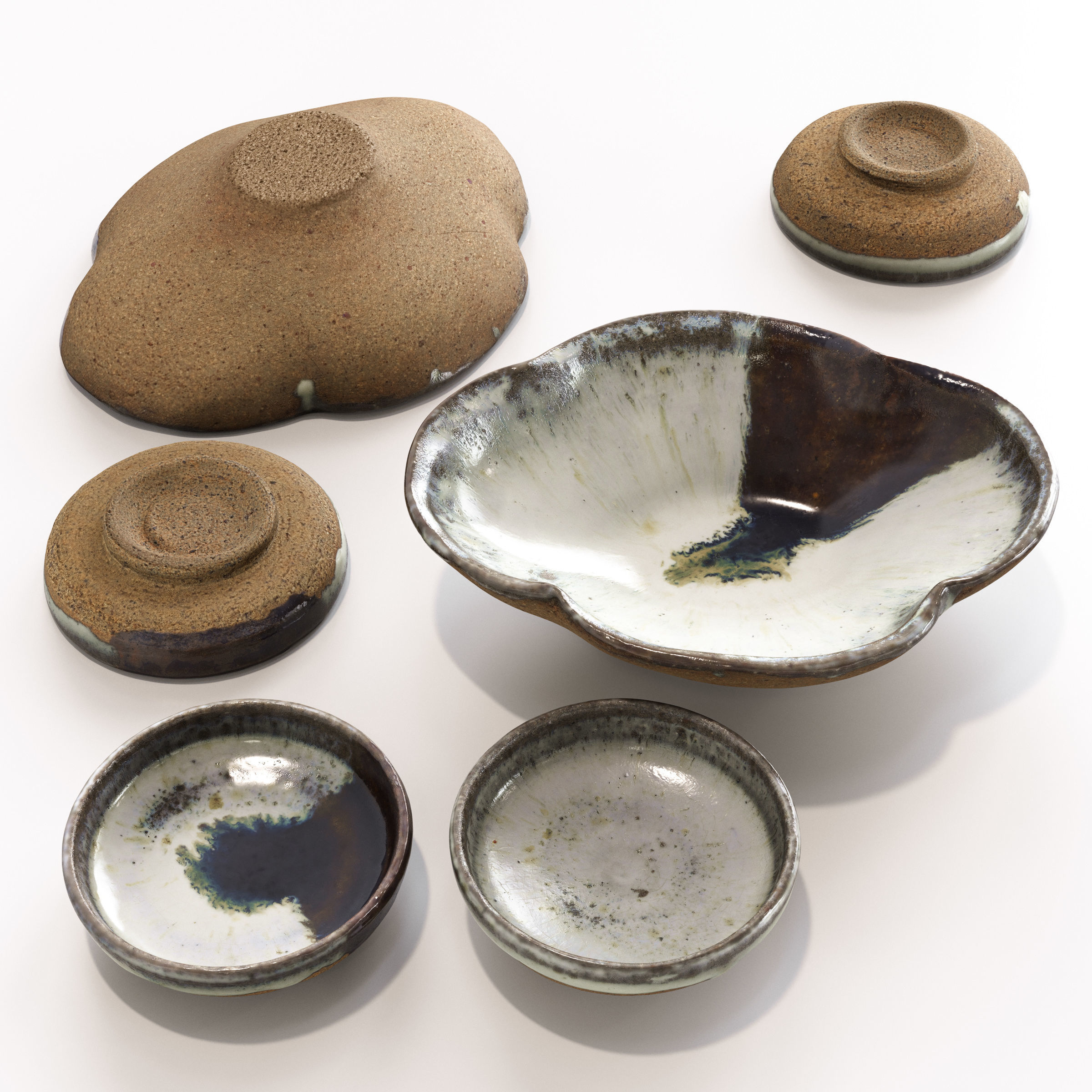 Japanese Tableware Set 5 Low-poly 3D model_1