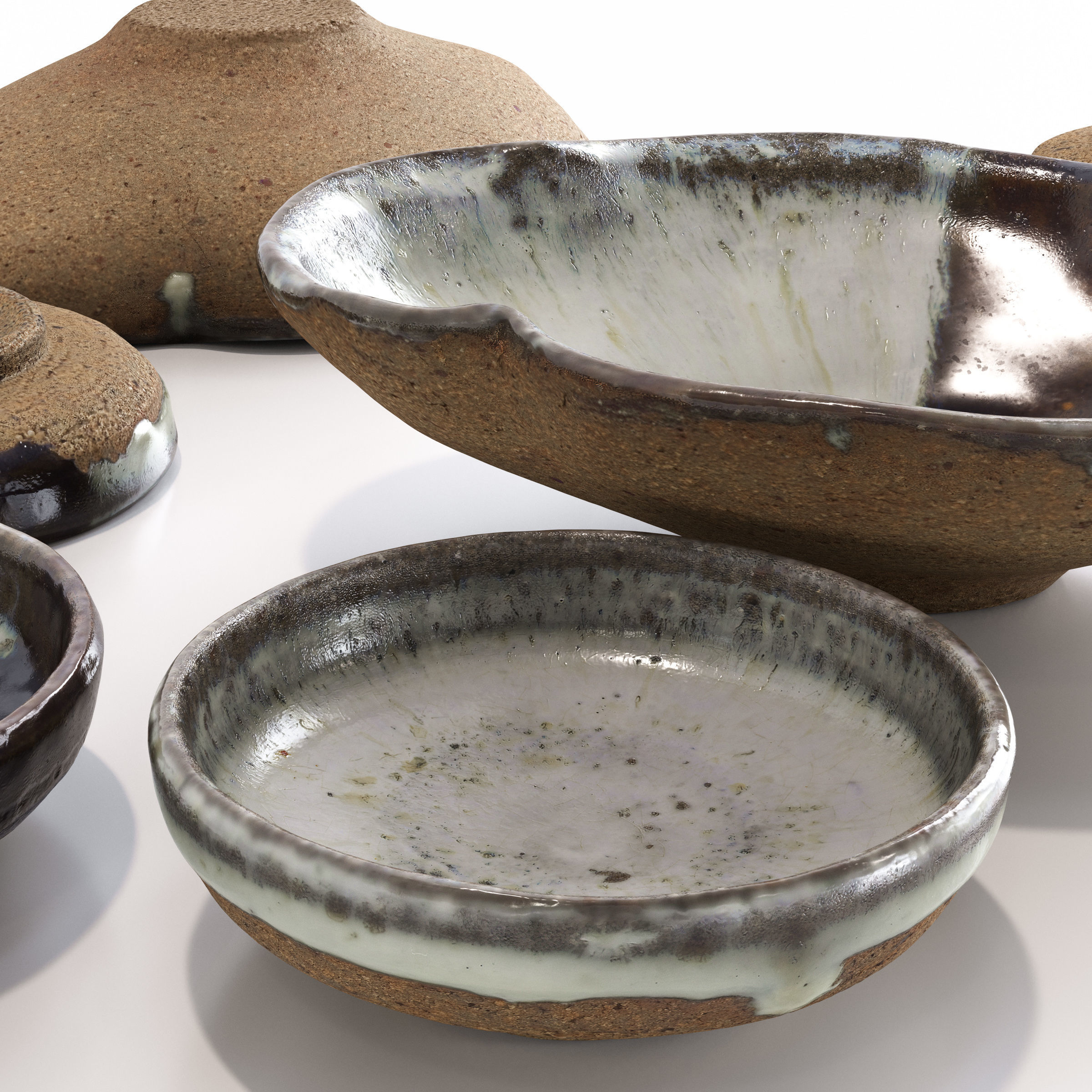 Japanese Tableware Set 5 Low-poly 3D model_3