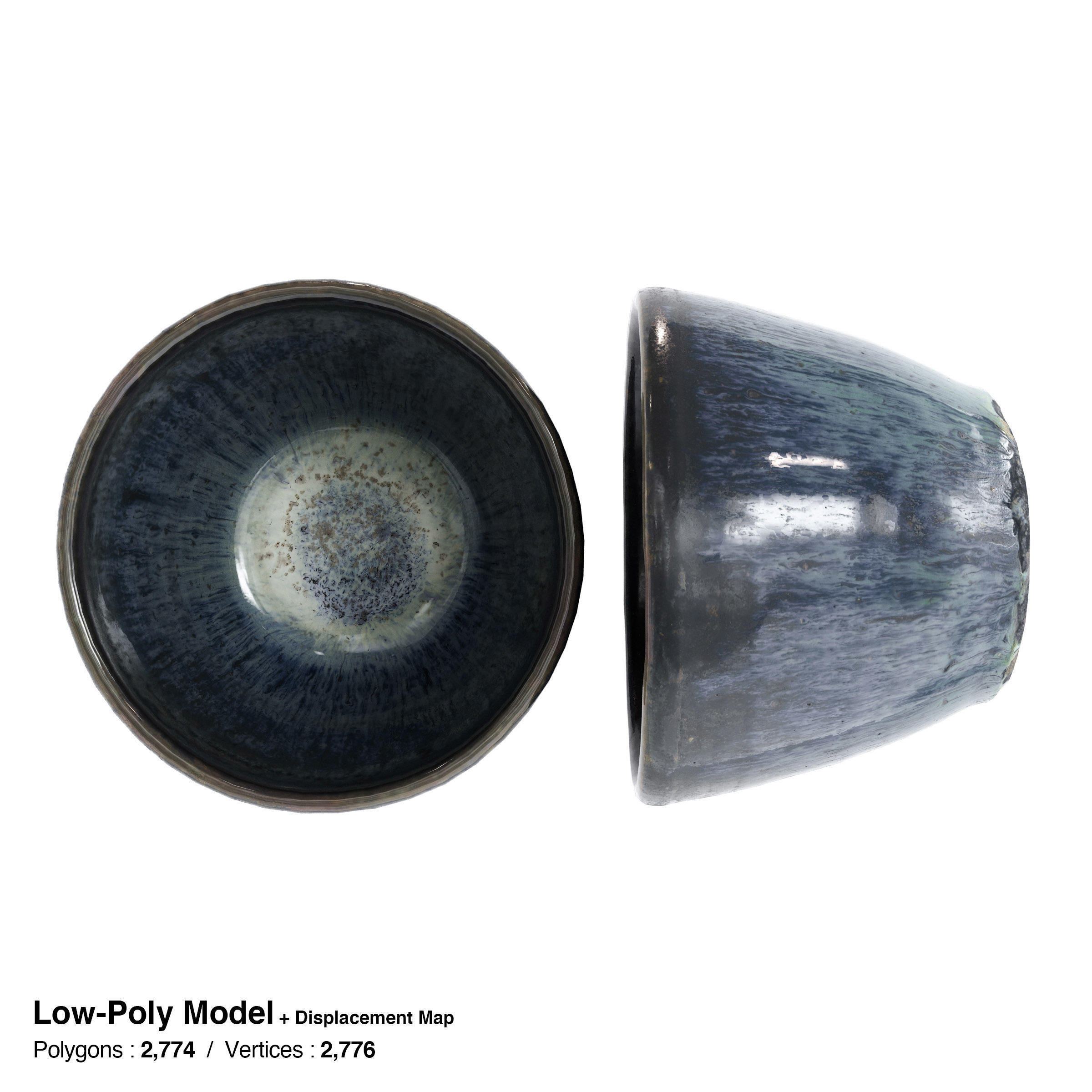 Japanese Tableware Set 6 - sake cup Low-poly 3D model_20