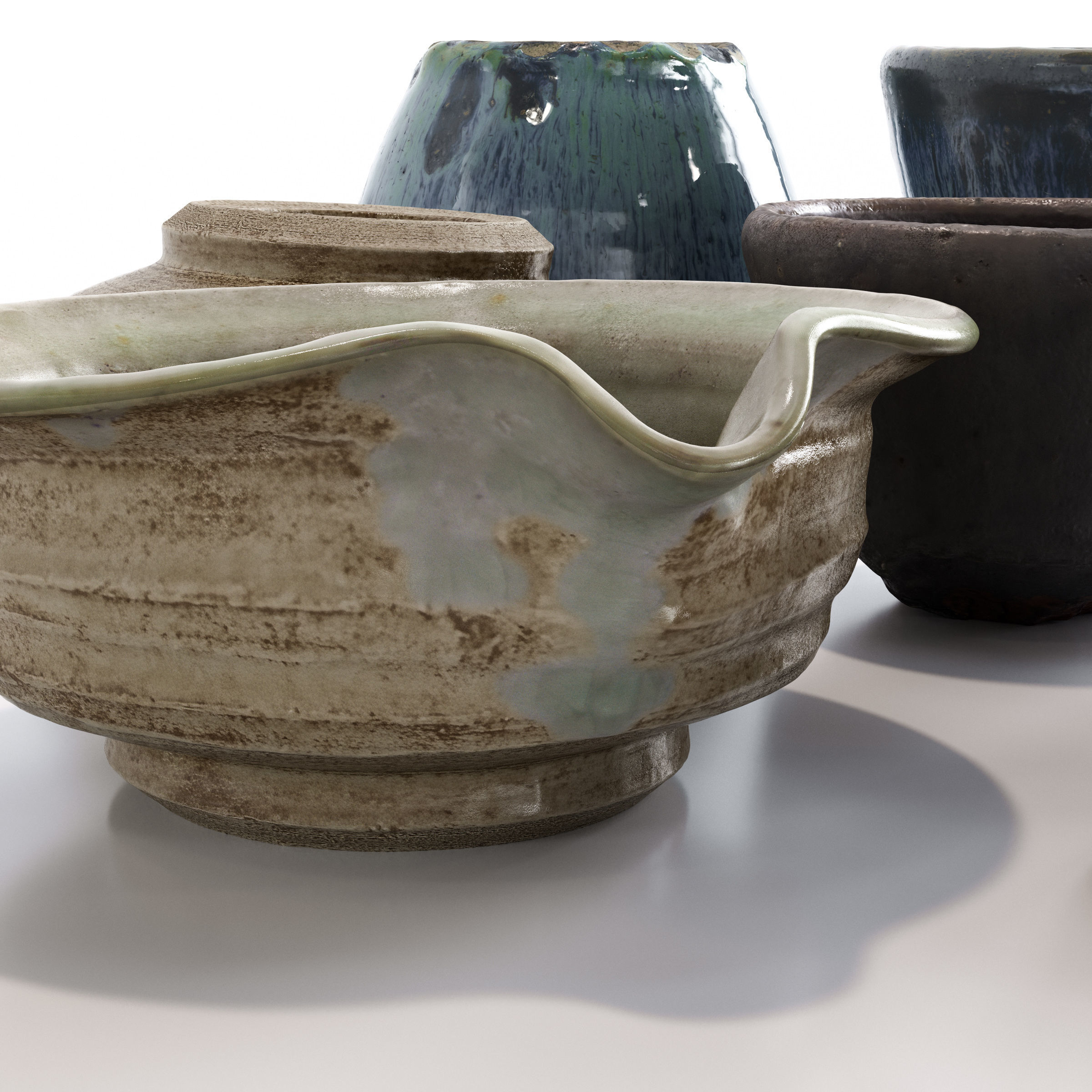 Japanese Tableware Set 6 - sake cup Low-poly 3D model_4