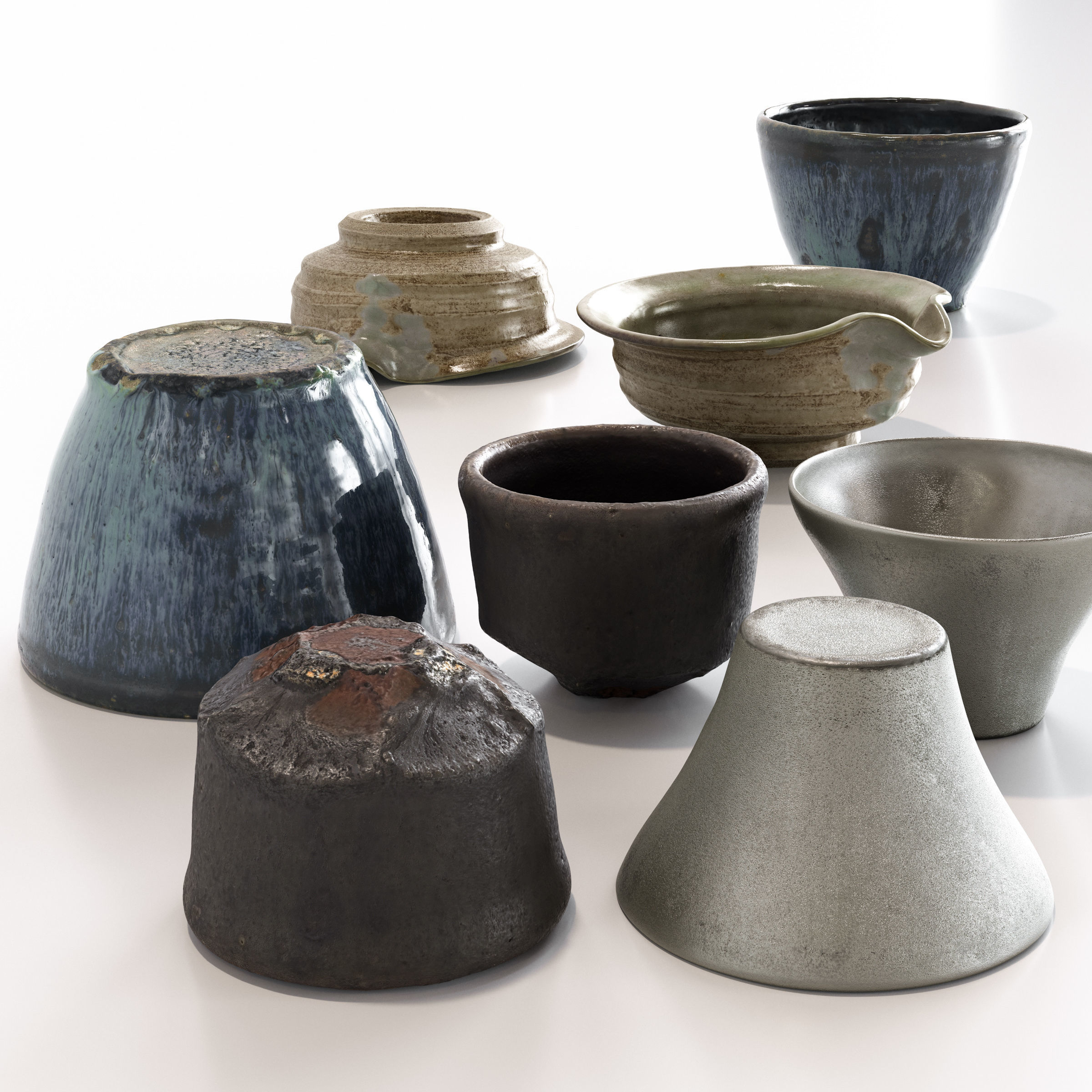 Japanese Tableware Set 6 - sake cup Low-poly 3D model_2