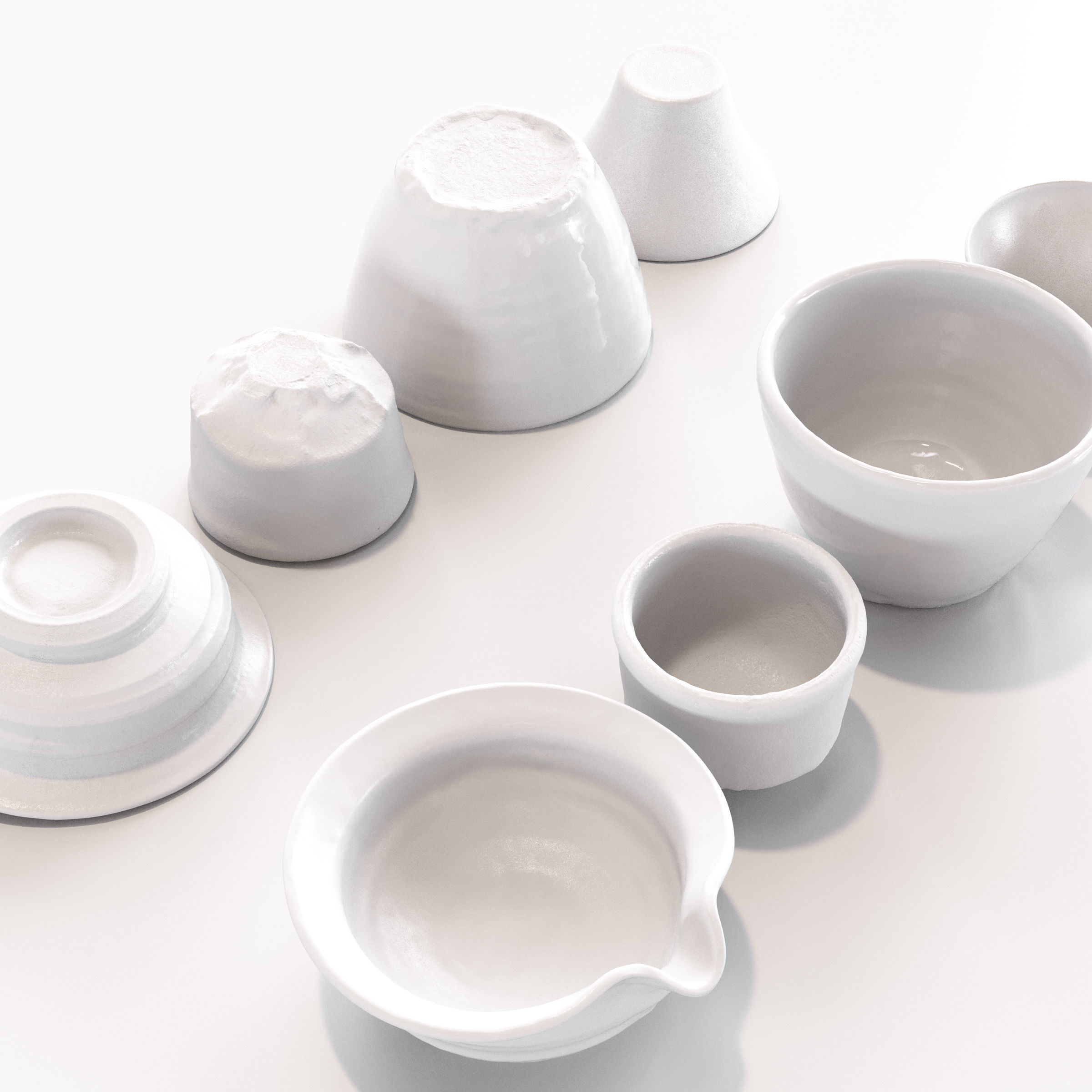 Japanese Tableware Set 6 - sake cup Low-poly 3D model_7