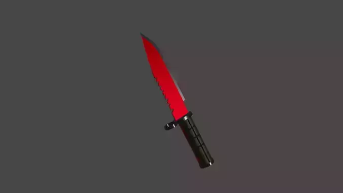 Red M9 Bayonet Knife Weapon Melee PBR Low-Poly Game Ready