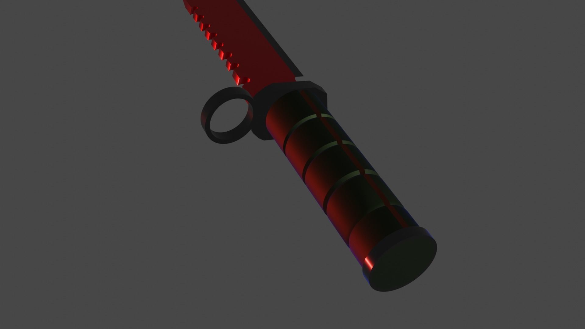 Red M9 Bayonet Knife Weapon Melee PBR Low-Poly Game Ready Low-poly 3D model_4