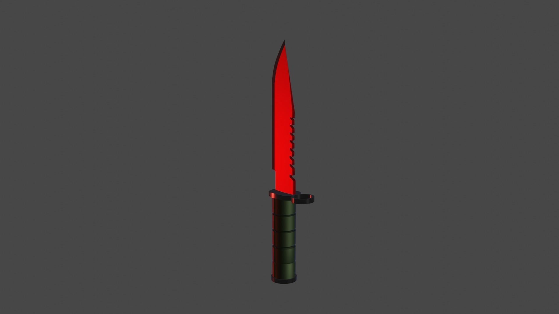 Red M9 Bayonet Knife Weapon Melee PBR Low-Poly Game Ready Low-poly 3D model_2