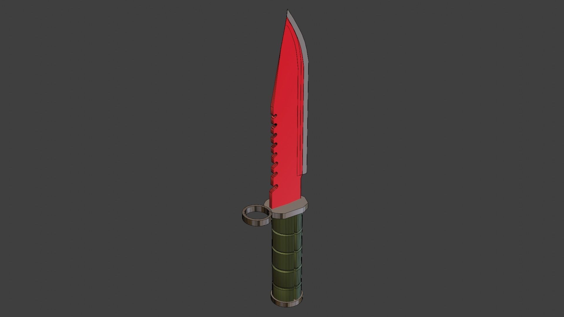 Red M9 Bayonet Knife Weapon Melee PBR Low-Poly Game Ready Low-poly 3D model_6