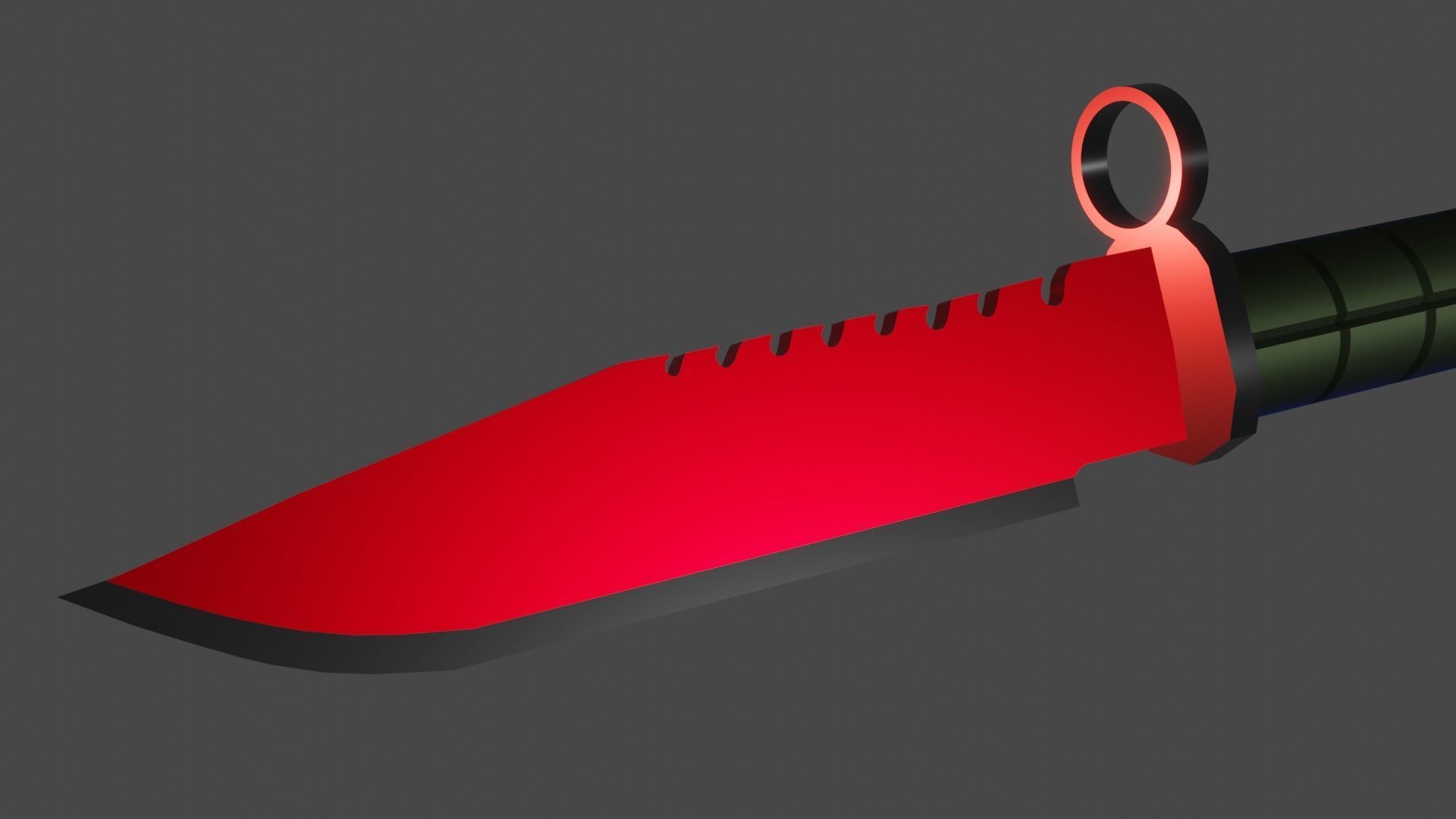 Red M9 Bayonet Knife Weapon Melee PBR Low-Poly Game Ready Low-poly 3D model_3