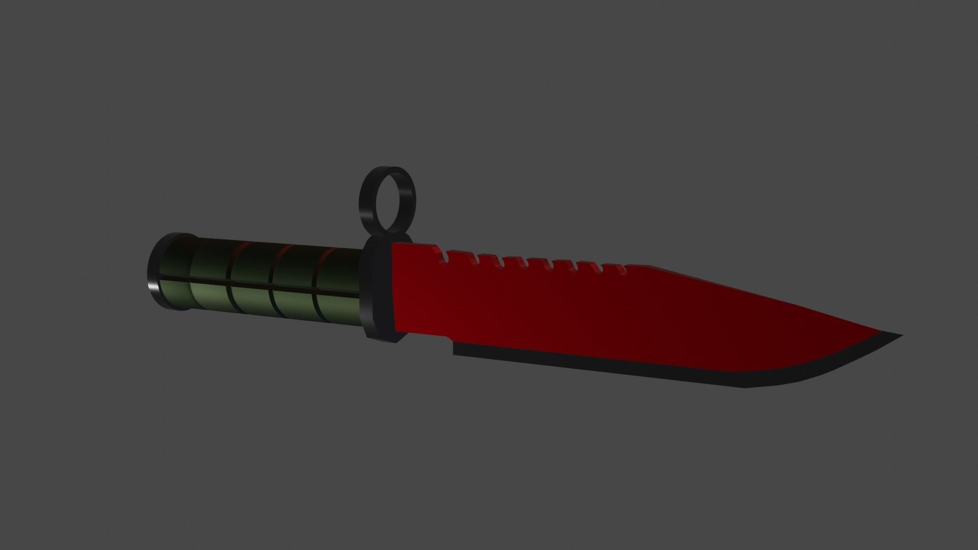 Red M9 Bayonet Knife Weapon Melee PBR Low-Poly Game Ready Low-poly 3D model_5