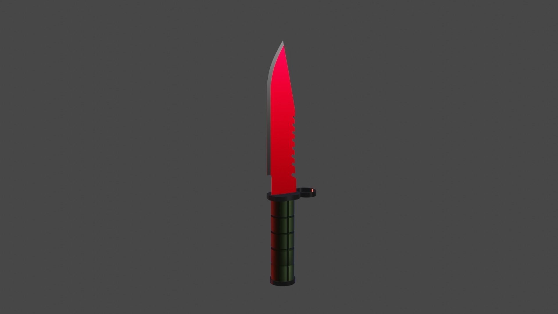 Red M9 Bayonet Knife Weapon Melee PBR Low-Poly Game Ready Low-poly 3D model_1