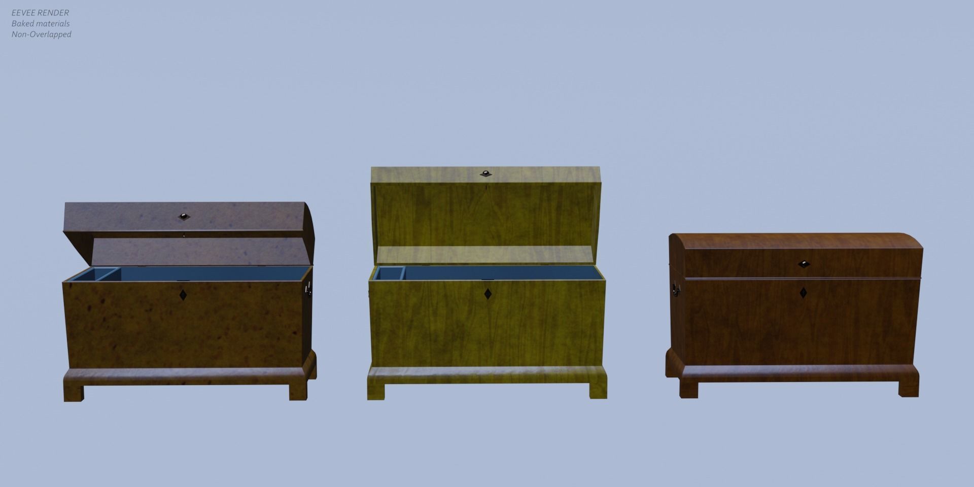 19th Century Chest Biedermeier Style for Blender Low-poly 3D model_9